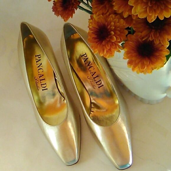 NEW Pancaldi Heels in Gold Leather - Picture 8 of 10